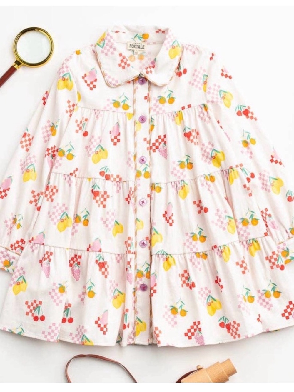 Finding Foxtale Fruit Medley Cotton Long Sleeve Dress NWT 5T